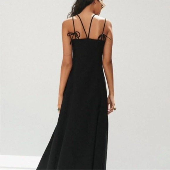 Zara Linen Blend Corset Midi Dress Black Bloggers Fav Sz Small NWT - Picture 3 of 12